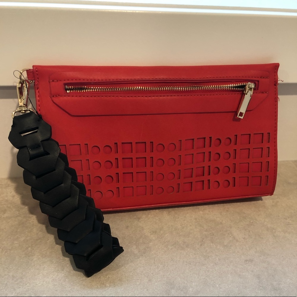 Mango Red and Black Clutch